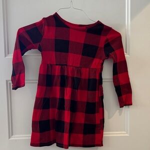 Old Navy Red and Black Long Sleeve Crew Neck Sundress